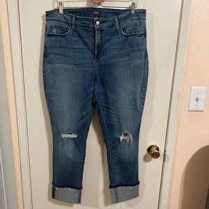 NYDJ Alina Wide Cuff Ankle Jeans Plus Size 16 Medium Wash Distressed High Rise